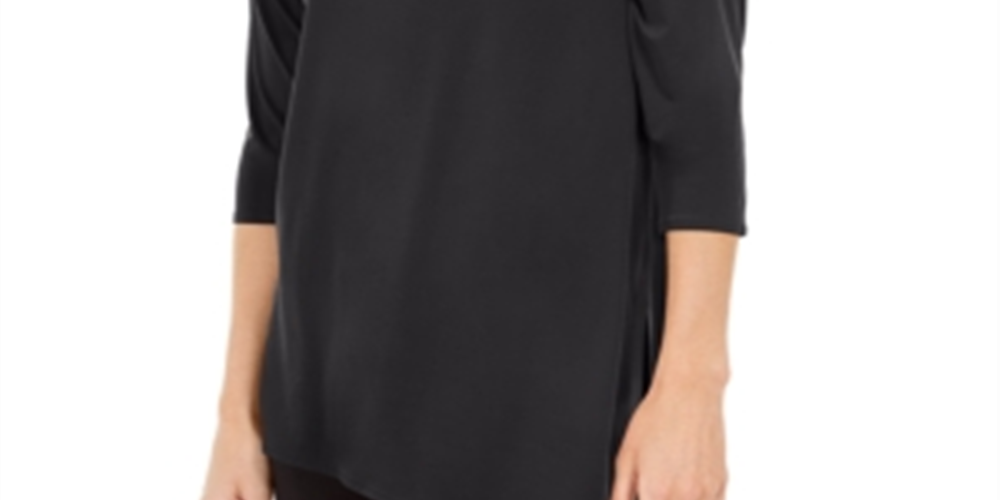 Top feminino Alfani com recorte assimétrico, preto, tamanho pequeno GG