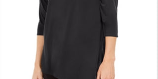 Top feminino Alfani com recorte assimétrico, preto, tamanho pequeno GG
