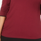 Camiseta feminina Alfani com debrum e manga 3/4, tamanho Malbec - Médio