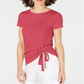 Camiseta feminina franzida INC International Concepts laranja tamanho grande