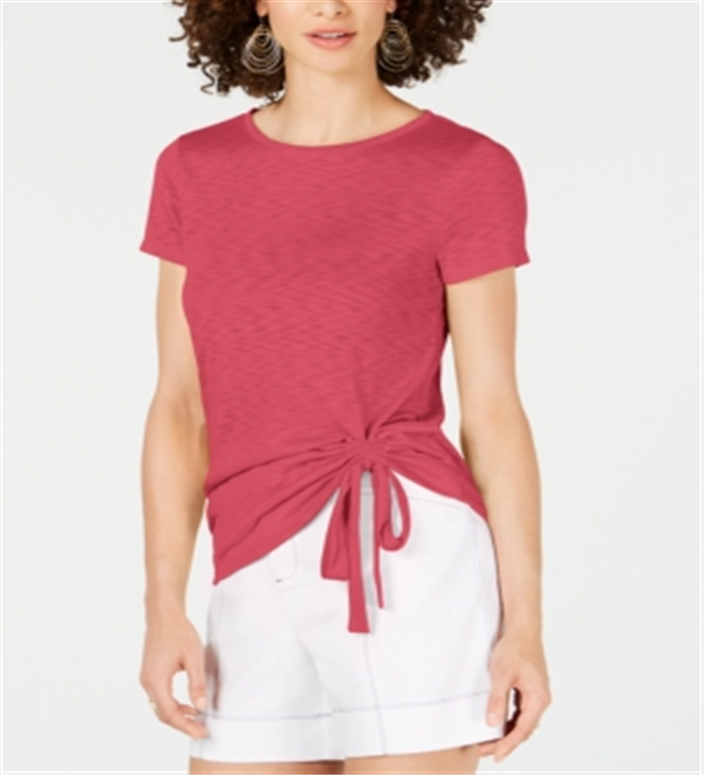 Camiseta feminina franzida INC International Concepts laranja tamanho grande