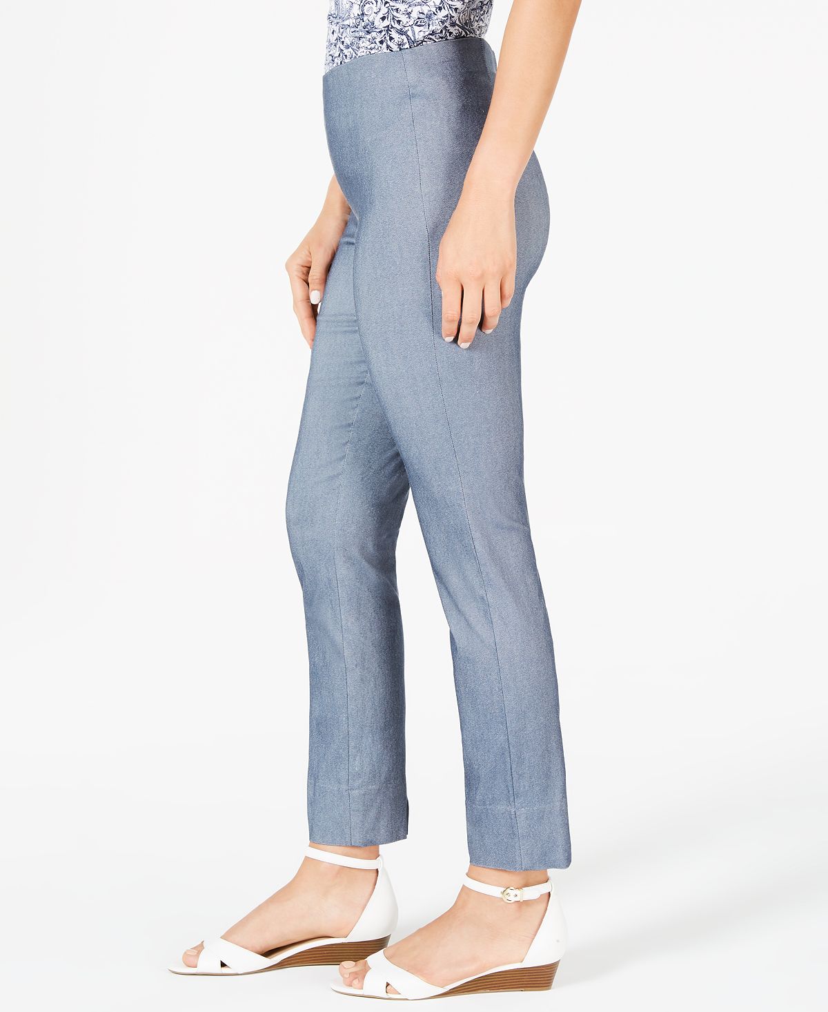 Calça skinny feminina Charter Club Tummy Control azul tamanho 14 Petite