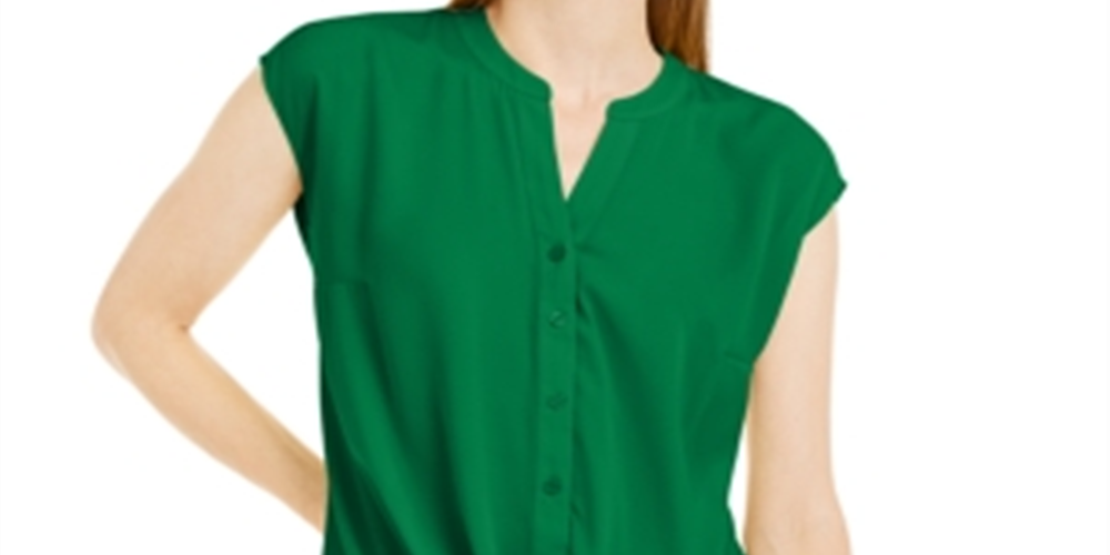 INC International Concepts Top feminino com frente torcida, verde, tamanho grande
