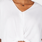 Polly &amp; Esther Blusa casual feminina com nó frontal e manga dolman, branca, tamanho XS