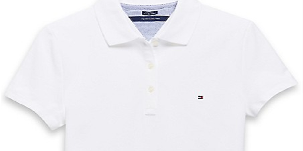 Camisa polo Tommy Hilfiger Heritage Fit feminina, branca, tamanho X-S