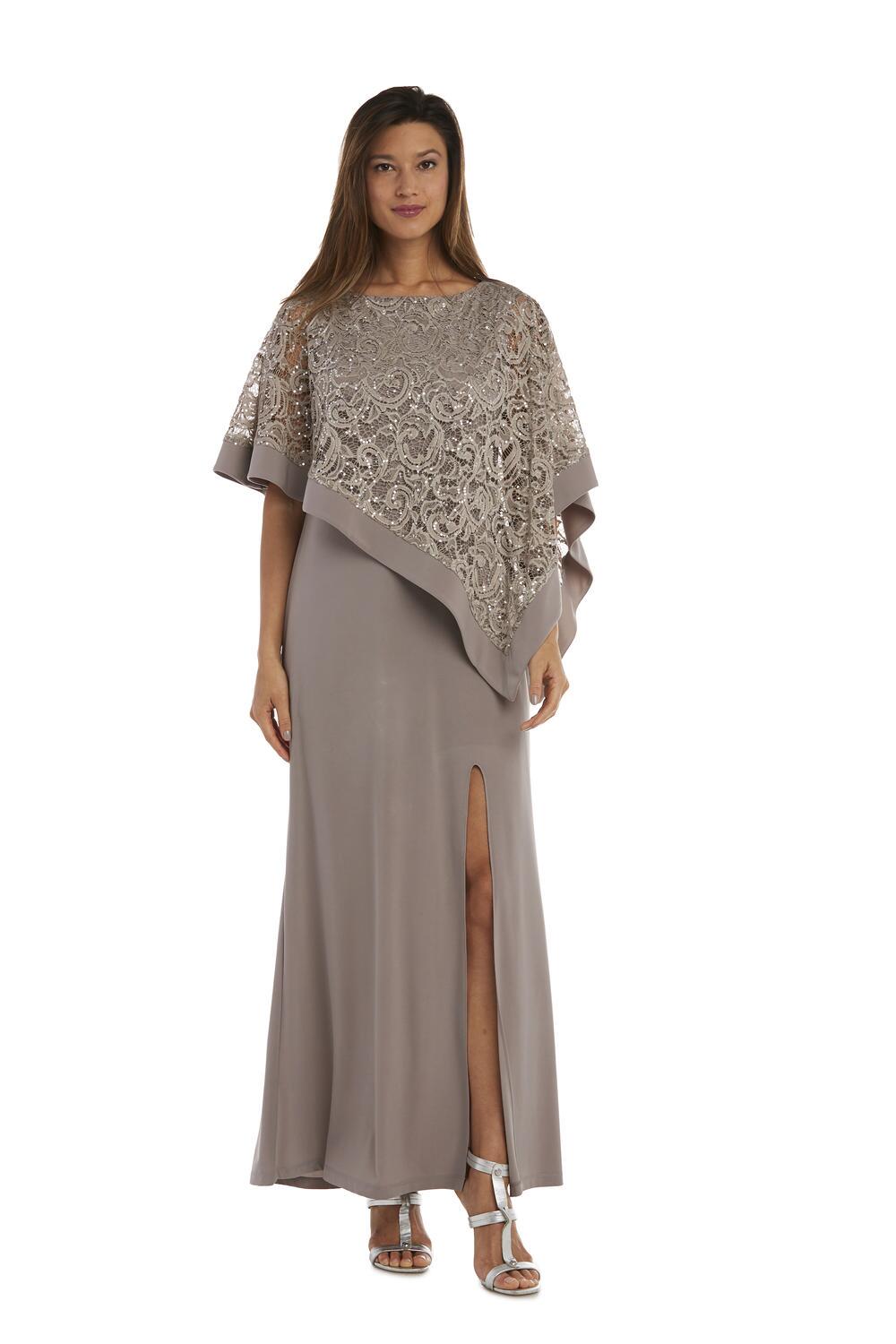 Vestido poncho longo com acabamento em faixa R &amp; M Richards feminino, marrom, tamanho 16W