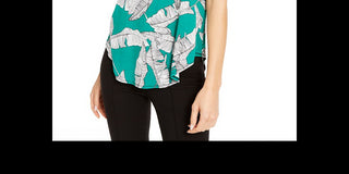 Camiseta feminina Alfani estampada com bainha redonda, cinza, tamanho pequeno M