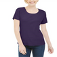 Blusa feminina Karen Scott de manga curta e decote redondo, roxa, tamanho P