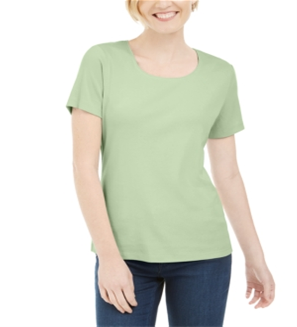 Karen Scott Blusa Feminina Manga Curta Gola Redonda Verde Tamanho Grande