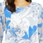 Blusa feminina Alfani com decote redondo e estampa floral, azul, tamanho pequeno