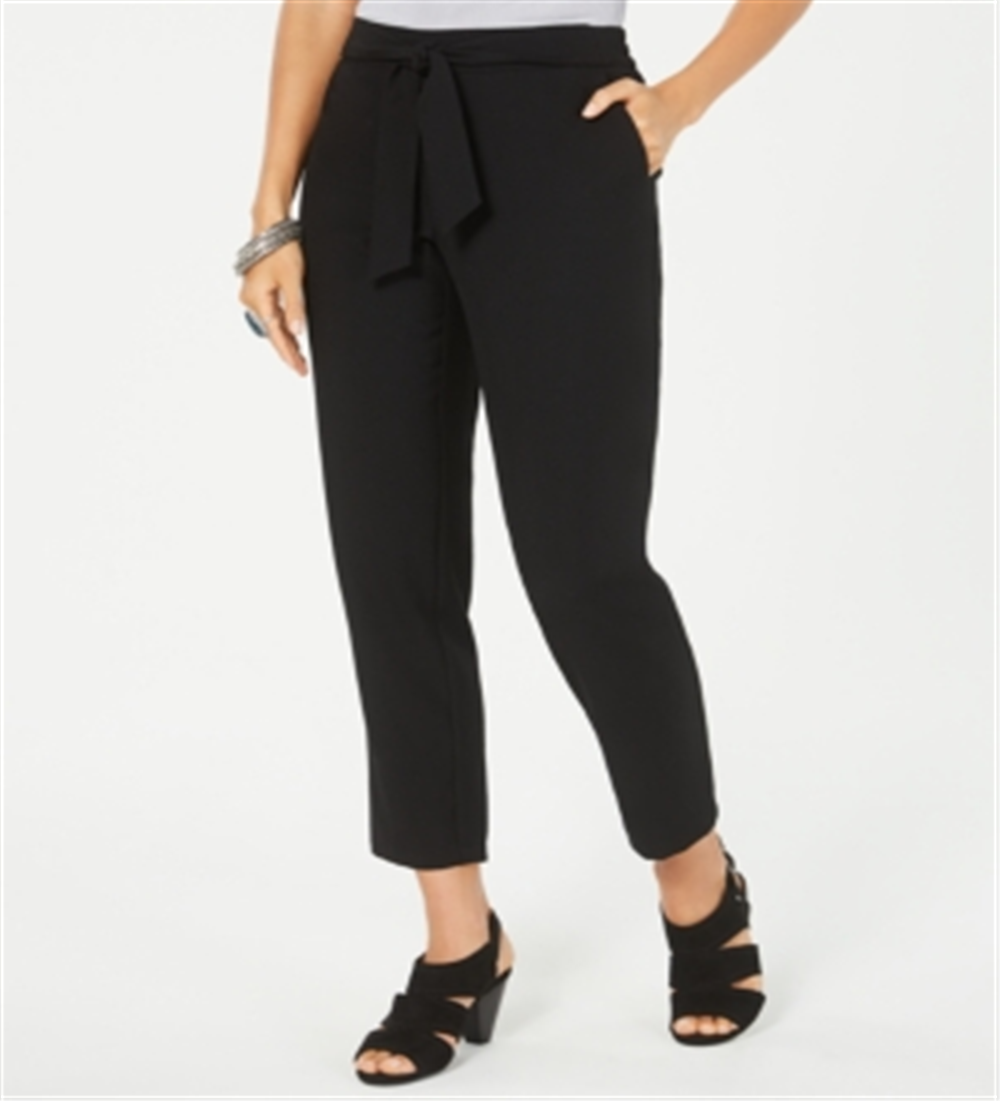 Calça afunilada feminina Style &amp; Co com cós amarrado, preta, tamanho 16