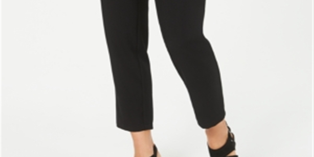 Calça afunilada feminina Style &amp; Co com cós amarrado, preta, tamanho 16