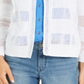 Cardigan Charter Club com abertura frontal, branco, tamanho G