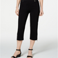 Calça feminina cropped com zíper e acabamento em zíper, tamanho pequeno, preta, JM Collection