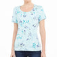 Camiseta feminina Karen Scott com estampa floral, azul, tamanho G
