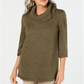 Karen Scott Suéter Feminino Gola Redonda Manga 3/4 Verde Tamanho Pequeno GG