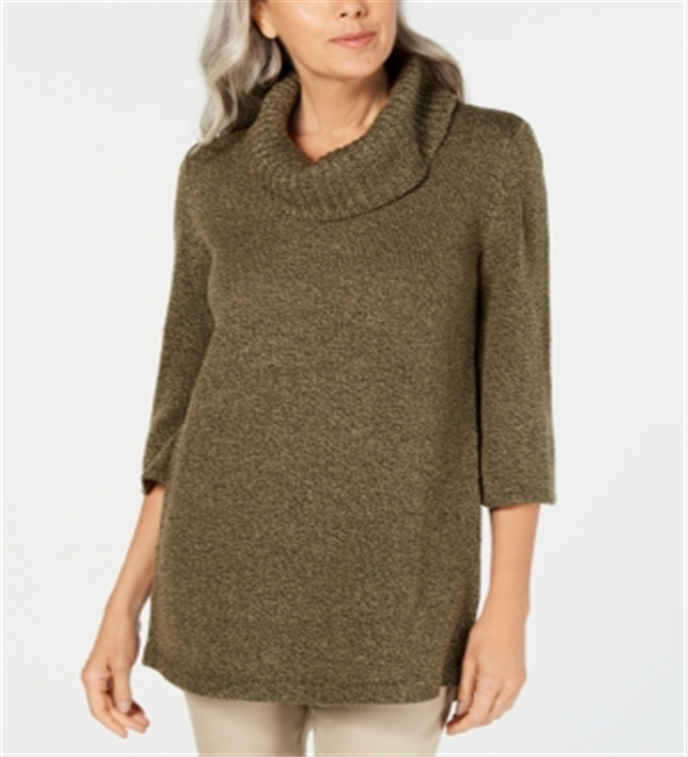 Karen Scott Suéter Feminino Gola Redonda Manga 3/4 Verde Tamanho Pequeno GG