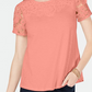 Camiseta feminina bordada de algodão Charter Club, laranja, tamanho pequeno G