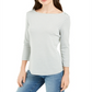 Blusa listrada feminina Charter Club com manga 3/4, verde, tamanho médio