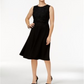 Vestido feminino Charter Club com ajuste evasê e renda, preto, tamanho G