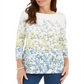 Charter Club Blusa feminina com estampa floral e decote canoa, branca, tamanho pequeno