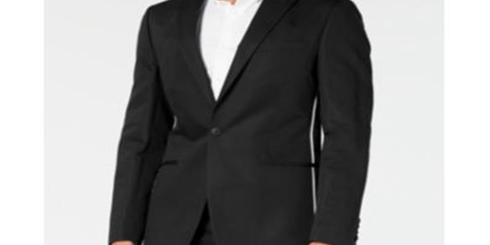 Jaqueta Calvin Klein Masculina Slim Fit com Acabamento em Tubulação Preta Tamanho 46R