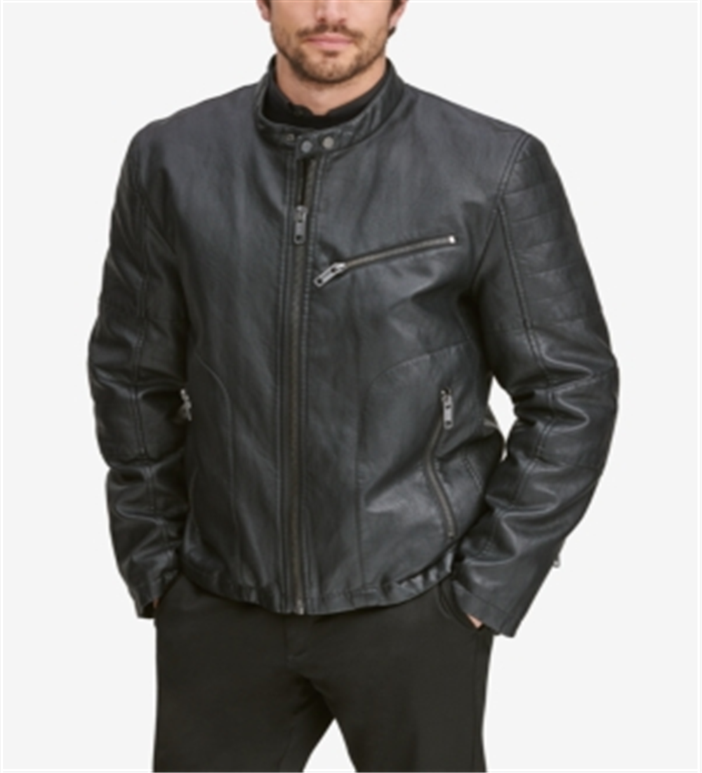 Jaqueta masculina de corrida Killian em couro sintético, preta, tamanho 3XL, da Marc New York