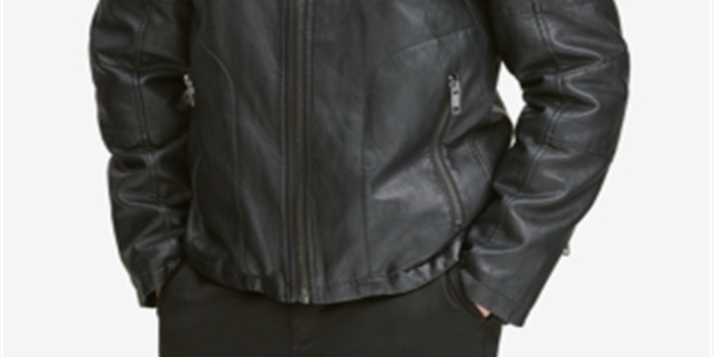 Jaqueta masculina de corrida Killian em couro sintético, preta, tamanho 3XL, da Marc New York