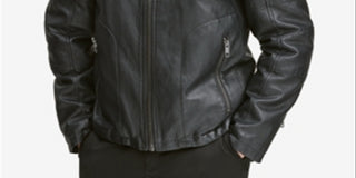 Jaqueta masculina de corrida Killian em couro sintético, preta, tamanho 3XL, da Marc New York