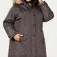 Parka Madden Girl Plus com capuz e acabamento em pele sintética, cinza, tamanho 3XL
