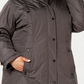 Parka Madden Girl Plus com capuz e acabamento em pele sintética, cinza, tamanho 3XL