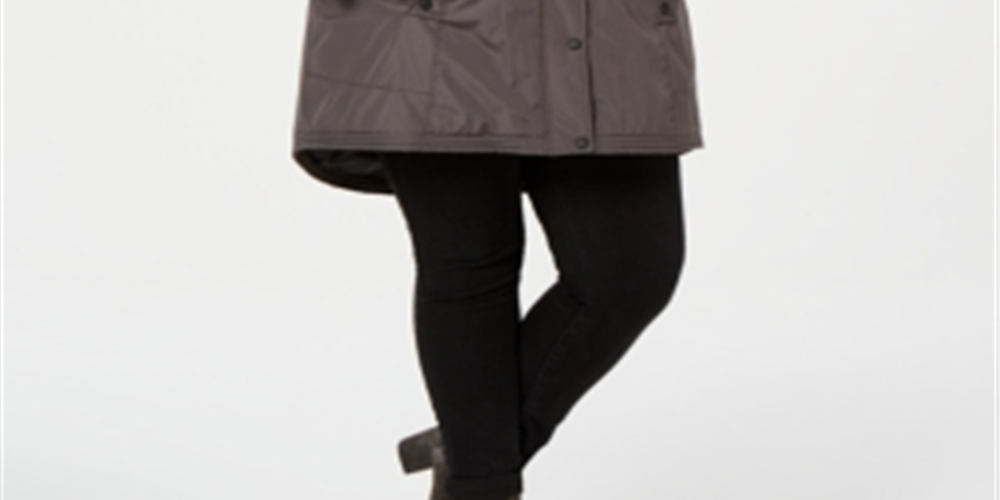 Parka Madden Girl Plus com capuz e acabamento em pele sintética, cinza, tamanho 3XL