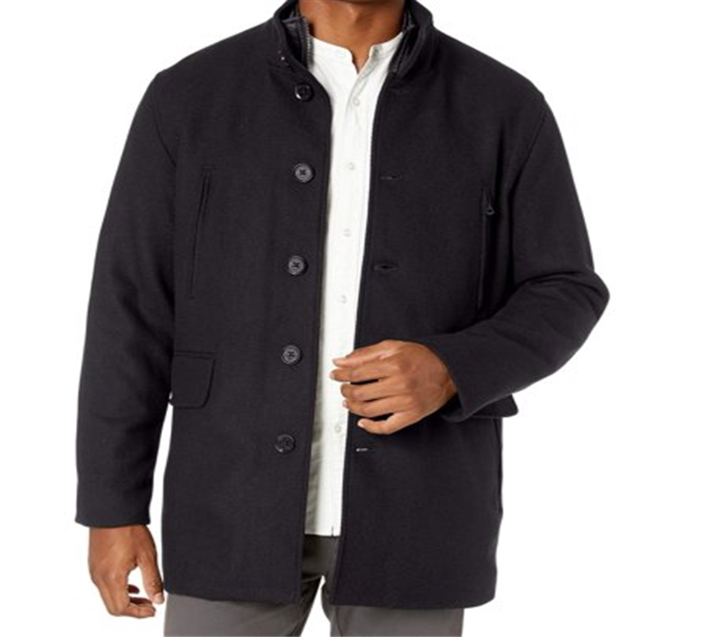 Cole Haan Casacos masculinos texturizados com gola simulada em camadas, cinza, tamanho extragrande
