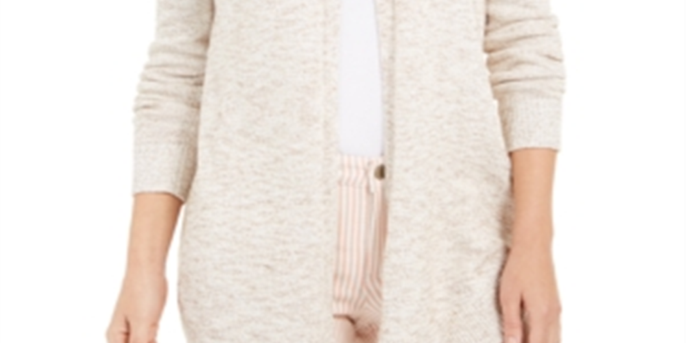 Suéter feminino Charter Club com bainha curva, bege, tamanho P