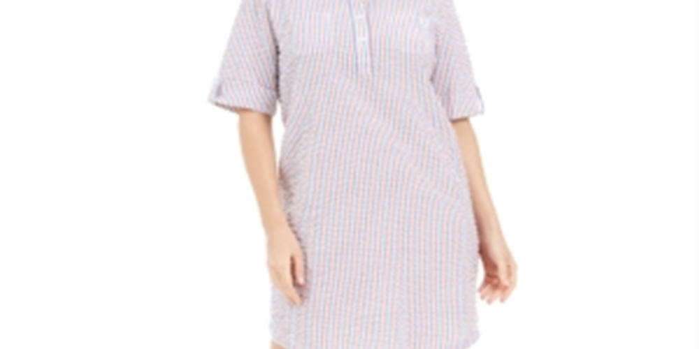 Vestido-camisa feminino Karen Scott Seersucker rosa tamanho pequeno