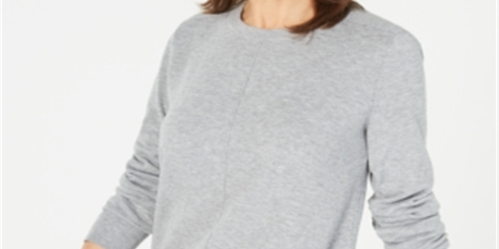 Karen Scott Suéter Feminino Plush com Costura Frontal Cinza Tamanho Médio