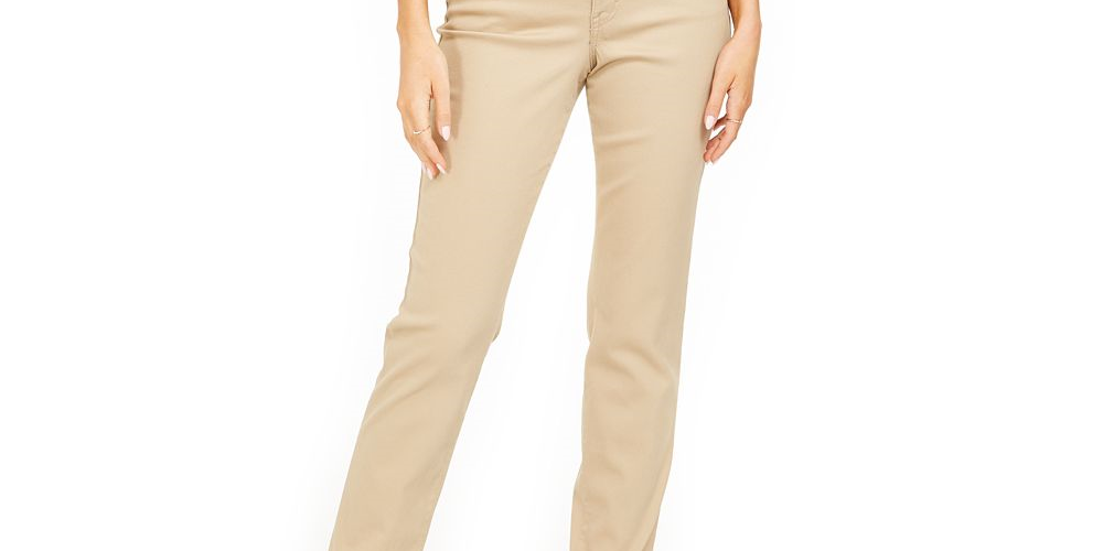 Jeans feminino estilo &amp; co com controle de barriga e perna reta, perfeito cáqui, tamanho 18