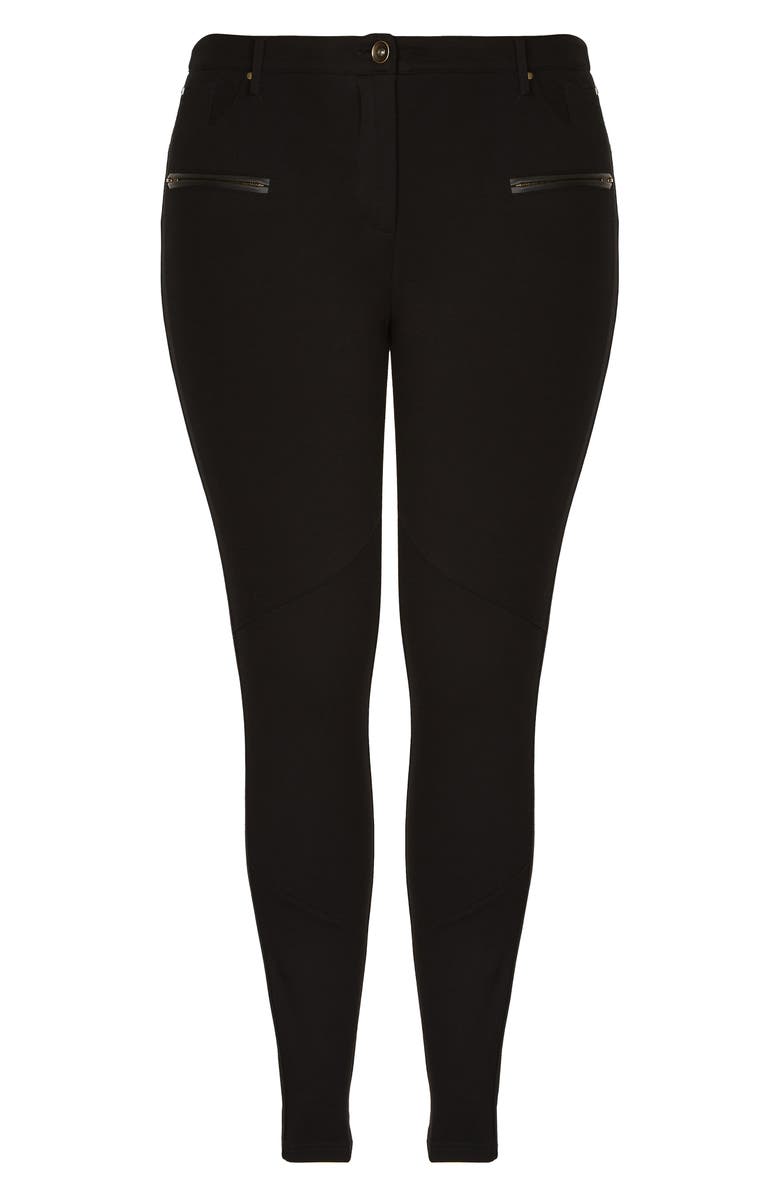Calça skinny feminina City Chic Utilitária, preta, tamanho XL