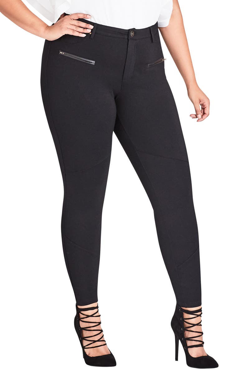 Calça skinny feminina City Chic Utilitária, preta, tamanho XL