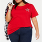 Camiseta Tommy Hilfiger Plus com logotipo embelezado, vermelha, tamanho 3X