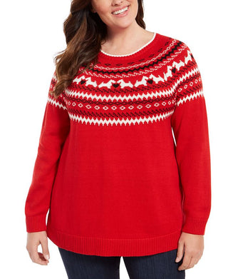 Suéter estampado feminino Calvin Klein Plus Fair Isle vermelho tamanho 4X