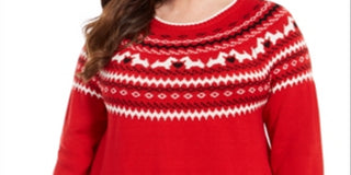 Suéter estampado feminino Calvin Klein Plus Fair Isle vermelho tamanho 4X