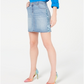 Minissaia feminina INC com bolsos e zíper e lantejoulas, azul, tamanho 4