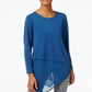 Alfani Womens Petites Layered Assimétrico Casual Top - Azul Tamanho Petite G