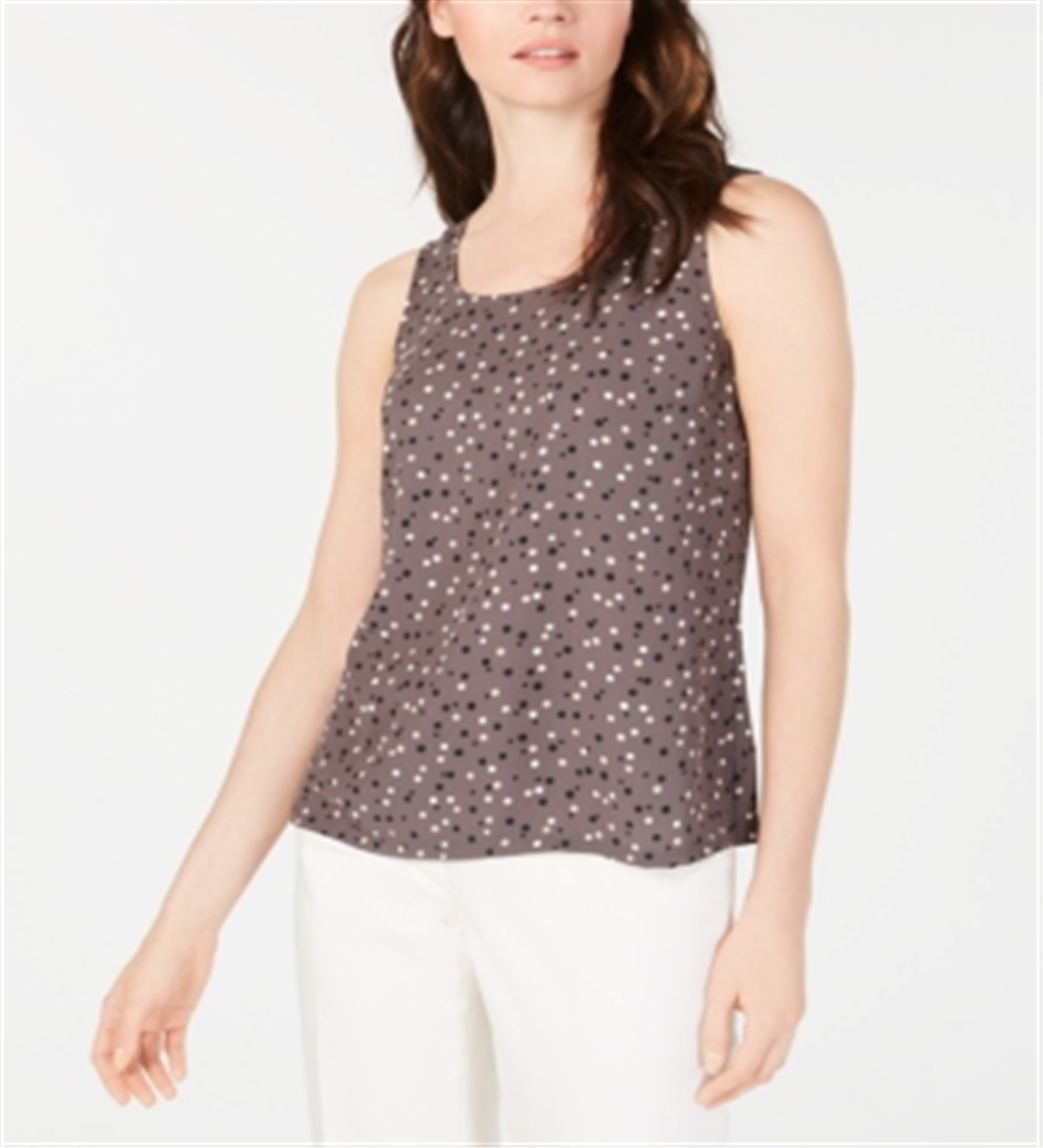 Blusa feminina Anne Klein sem mangas com bolinhas, cinza, tamanho X-G