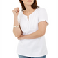 Blusa feminina Karen Scott com decote aberto e tecido branco, tamanho GG