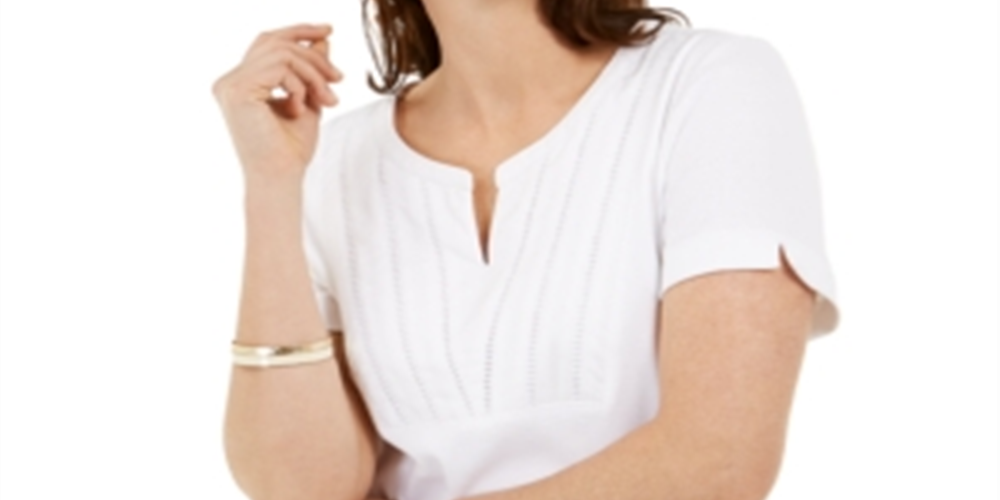 Blusa feminina Karen Scott com decote aberto e tecido branco, tamanho GG