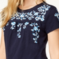 Camiseta Calvin Klein Feminina Estampa Floral de Algodão Azul Tamanho M