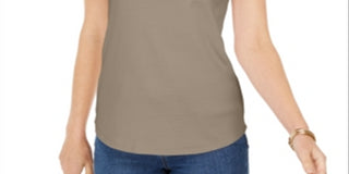 Charter Club Women's Supima Cotton Scoop Neck Tank Top Brown Size Small