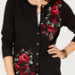 Karen Scott Cardigan Feminino Estampado Floral Preto Tamanho Pequeno P/M